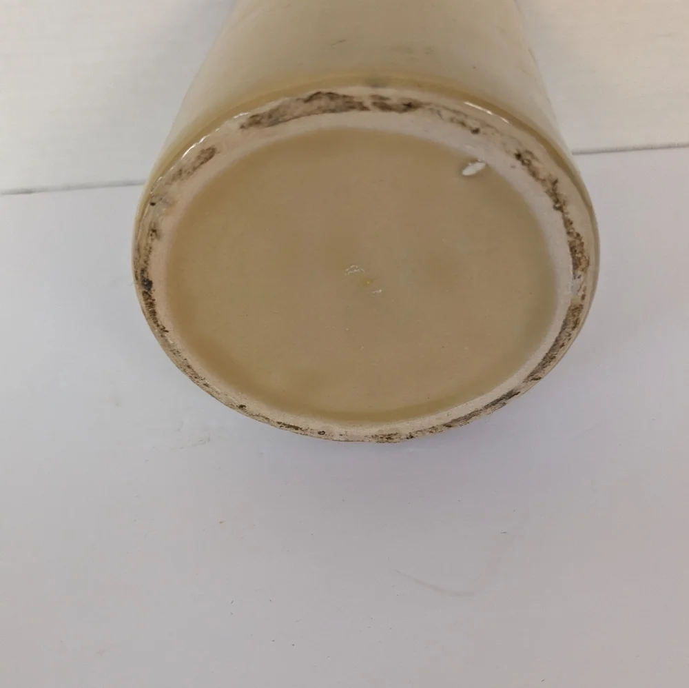 Vintage Stoneware Kitchen Utensils Holder From 1970 In Cream and Brown
